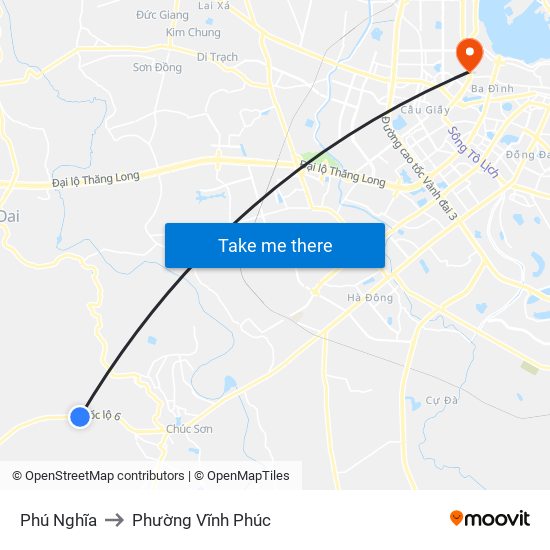 Phú Nghĩa to Phường Vĩnh Phúc map