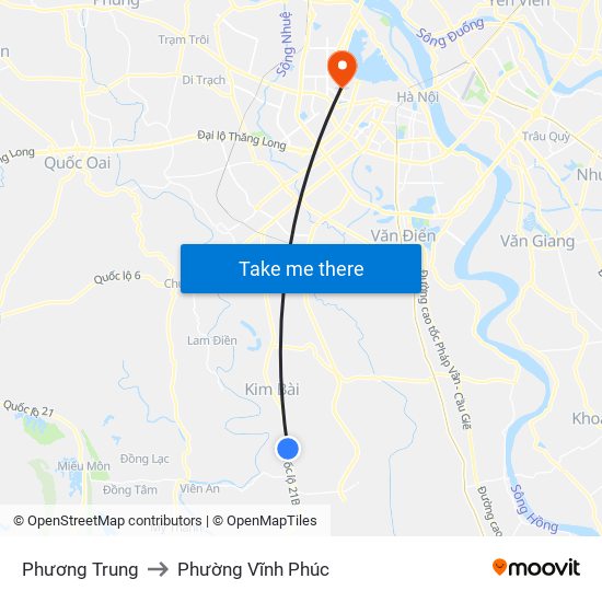 Phương Trung to Phường Vĩnh Phúc map