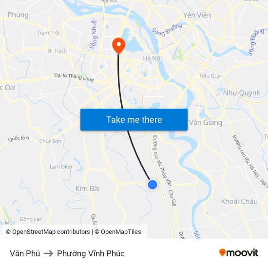 Văn Phú to Phường Vĩnh Phúc map