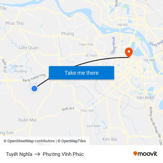 Tuyết Nghĩa to Phường Vĩnh Phúc map