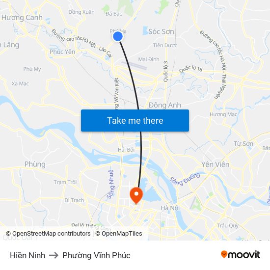 Hiền Ninh to Phường Vĩnh Phúc map