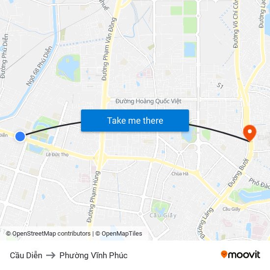 Cầu Diễn to Phường Vĩnh Phúc map