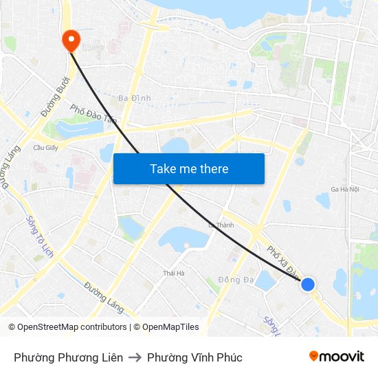 Phường Phương Liên to Phường Vĩnh Phúc map