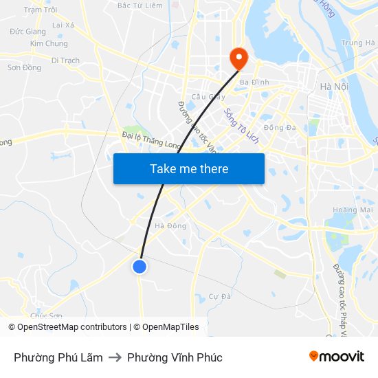 Phường Phú Lãm to Phường Vĩnh Phúc map