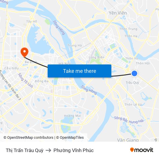 Thị Trấn Trâu Quỳ to Phường Vĩnh Phúc map