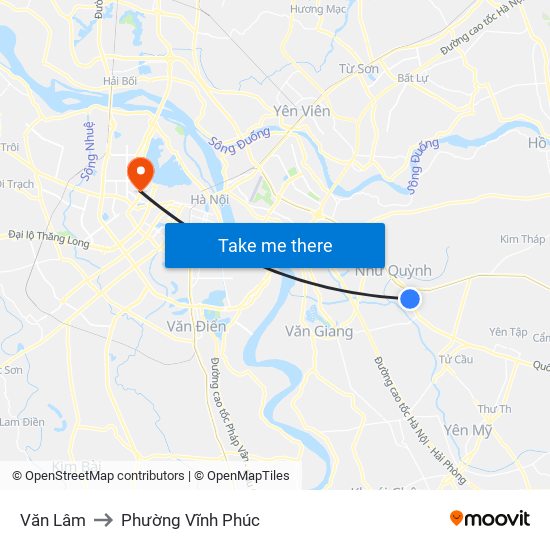 Văn Lâm to Phường Vĩnh Phúc map