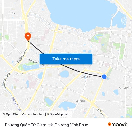 Phường Quốc Tử Giám to Phường Vĩnh Phúc map