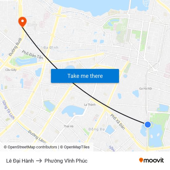 Lê Đại Hành to Phường Vĩnh Phúc map