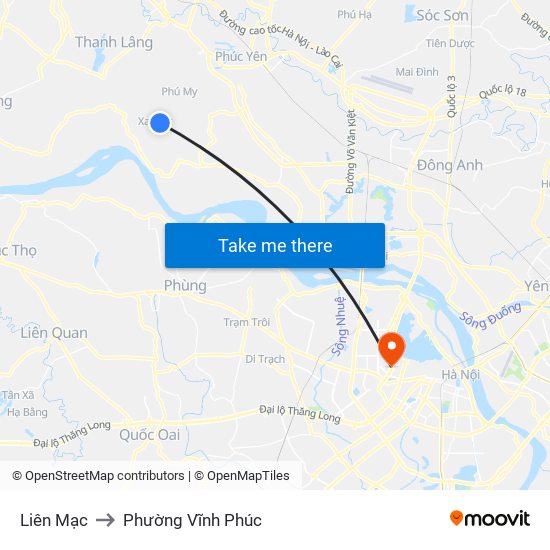 Liên Mạc to Phường Vĩnh Phúc map