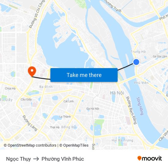 Ngọc Thụy to Phường Vĩnh Phúc map