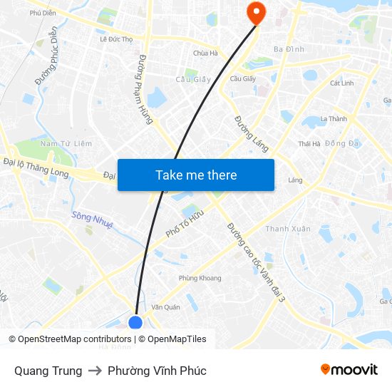 Quang Trung to Phường Vĩnh Phúc map