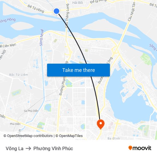 Võng La to Phường Vĩnh Phúc map