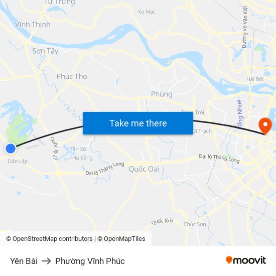 Yên Bài to Phường Vĩnh Phúc map