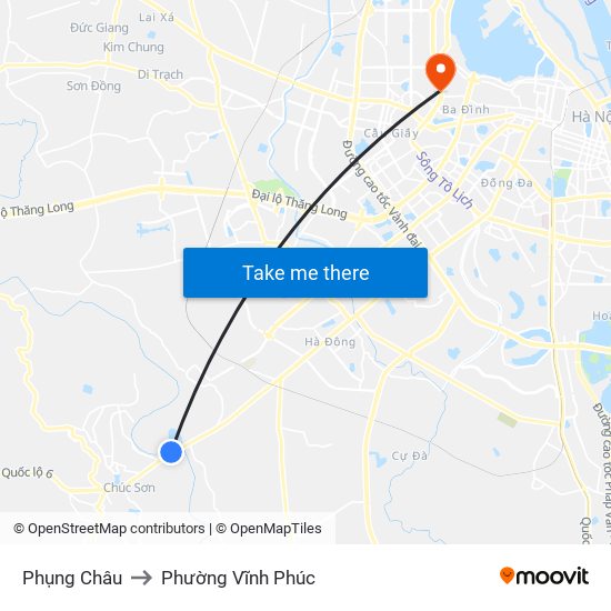 Phụng Châu to Phường Vĩnh Phúc map