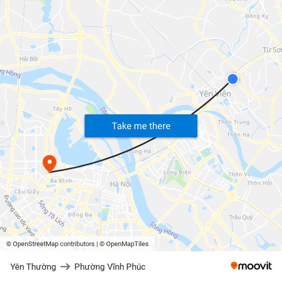 Yên Thường to Phường Vĩnh Phúc map