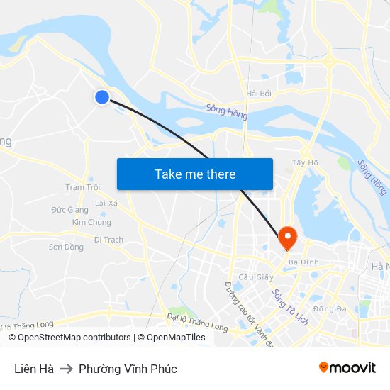 Liên Hà to Phường Vĩnh Phúc map