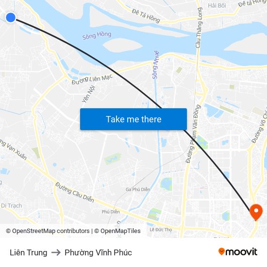 Liên Trung to Phường Vĩnh Phúc map