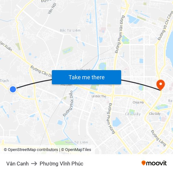 Vân Canh to Phường Vĩnh Phúc map