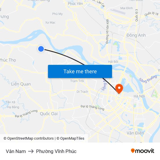 Vân Nam to Phường Vĩnh Phúc map