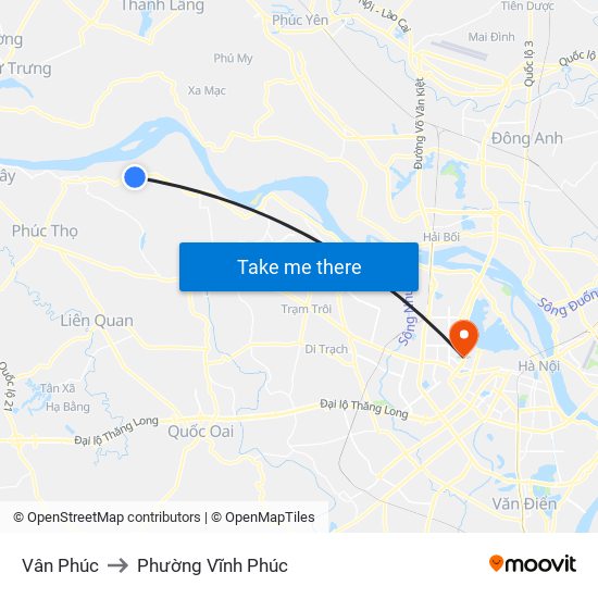 Vân Phúc to Phường Vĩnh Phúc map