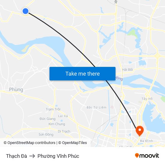 Thạch Đà to Phường Vĩnh Phúc map