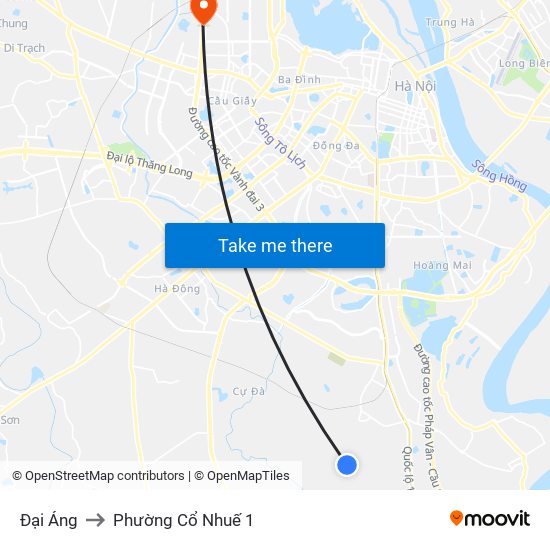 Đại Áng to Phường Cổ Nhuế 1 map