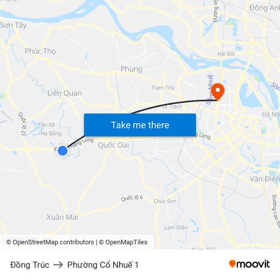 Đồng Trúc to Phường Cổ Nhuế 1 map