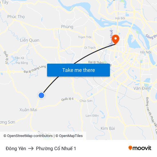 Đông Yên to Phường Cổ Nhuế 1 map