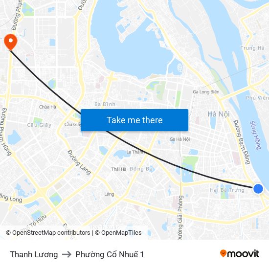 Thanh Lương to Phường Cổ Nhuế 1 map
