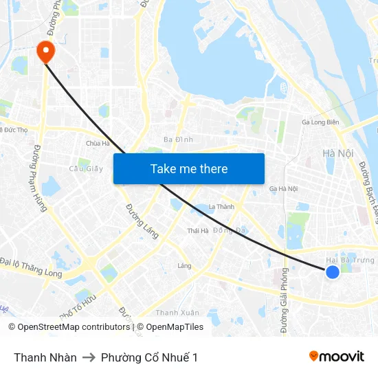Thanh Nhàn to Phường Cổ Nhuế 1 map