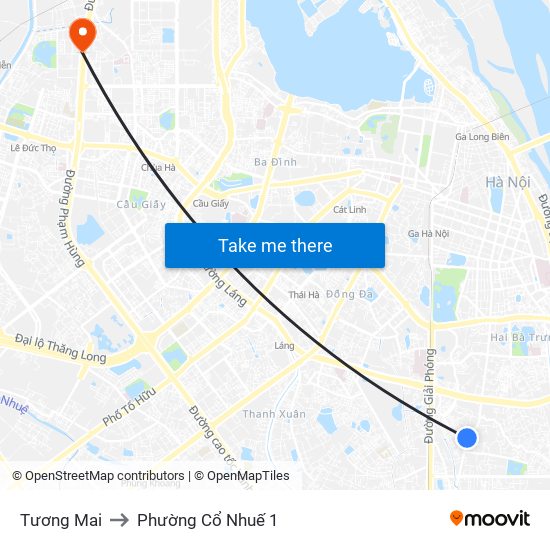 Tương Mai to Phường Cổ Nhuế 1 map