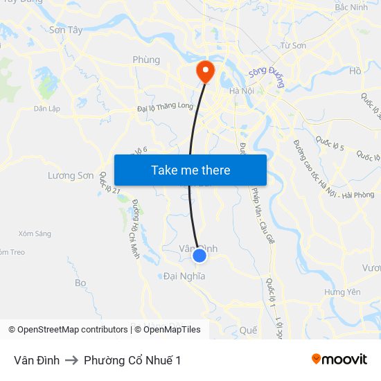 Vân Đình to Phường Cổ Nhuế 1 map