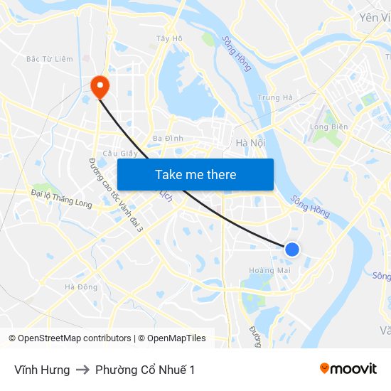 Vĩnh Hưng to Phường Cổ Nhuế 1 map