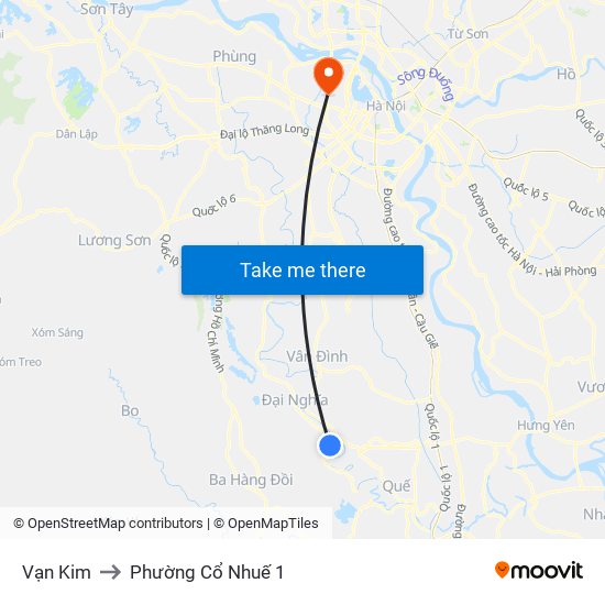 Vạn Kim to Phường Cổ Nhuế 1 map