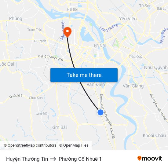 Huyện Thường Tín to Phường Cổ Nhuế 1 map