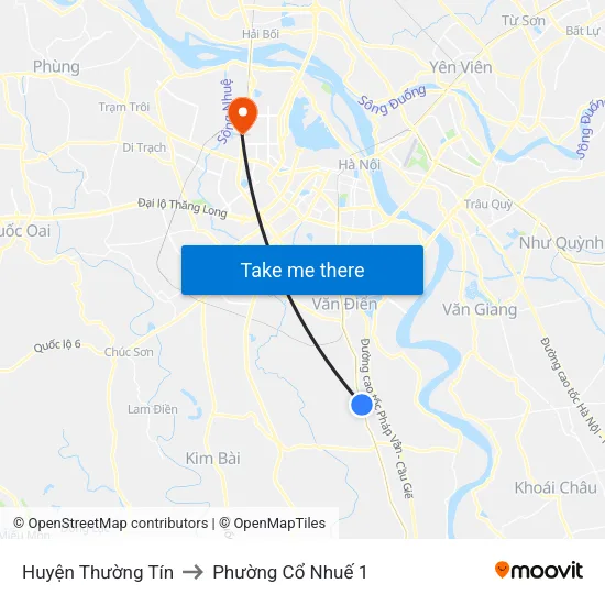 Huyện Thường Tín to Phường Cổ Nhuế 1 map