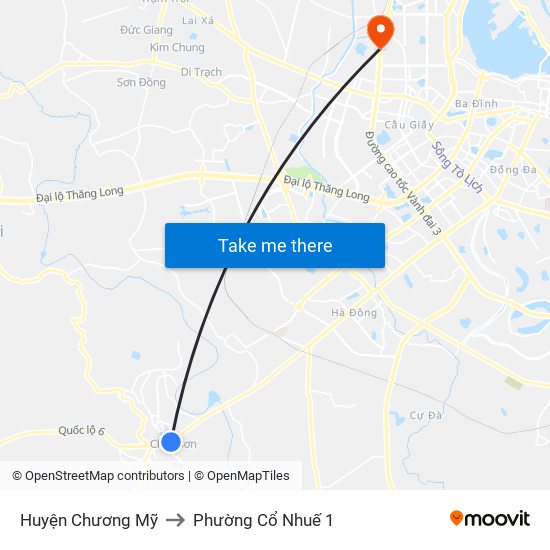 Huyện Chương Mỹ to Phường Cổ Nhuế 1 map