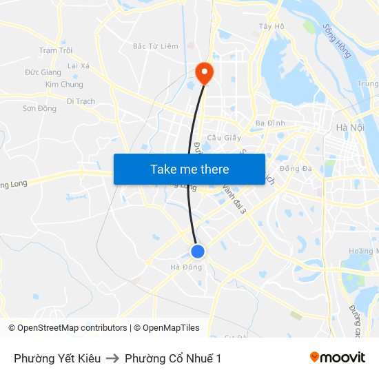 Phường Yết Kiêu to Phường Cổ Nhuế 1 map