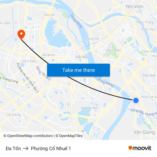 Đa Tốn to Phường Cổ Nhuế 1 map