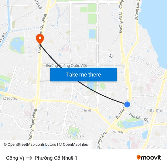 Cống Vị to Phường Cổ Nhuế 1 map