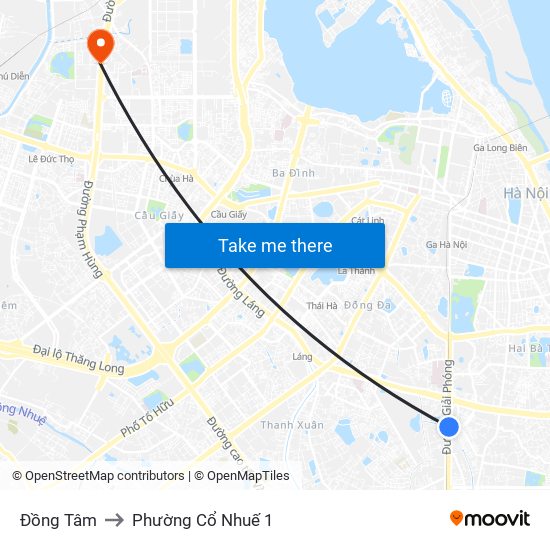 Đồng Tâm to Phường Cổ Nhuế 1 map