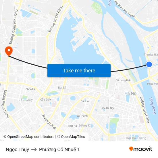 Ngọc Thụy to Phường Cổ Nhuế 1 map