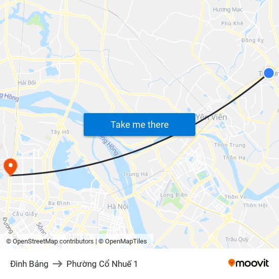 Đình Bảng to Phường Cổ Nhuế 1 map