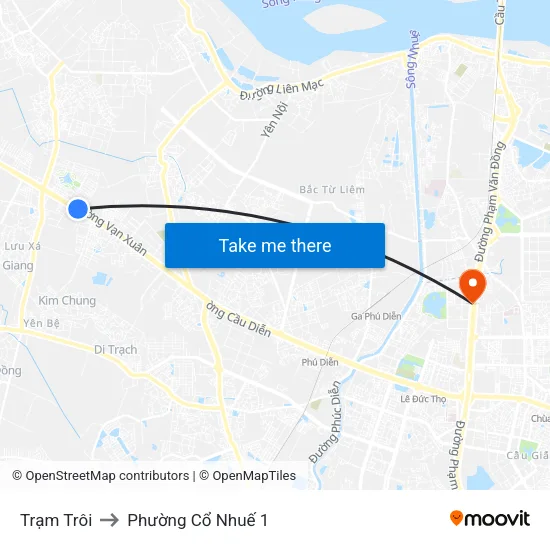 Trạm Trôi to Phường Cổ Nhuế 1 map
