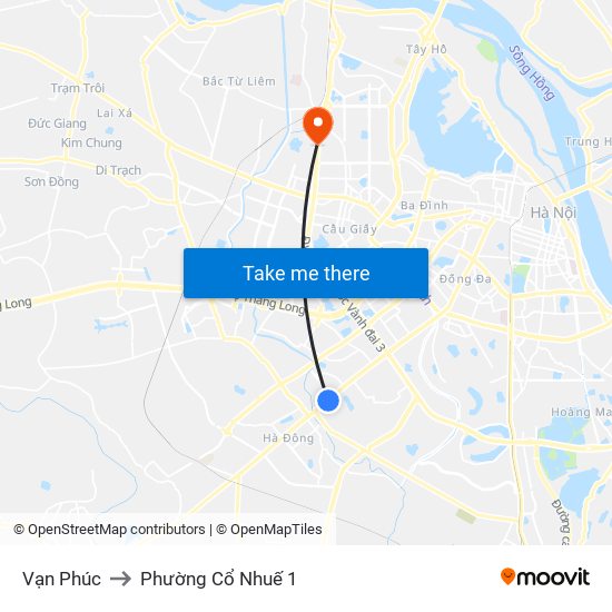 Vạn Phúc to Phường Cổ Nhuế 1 map