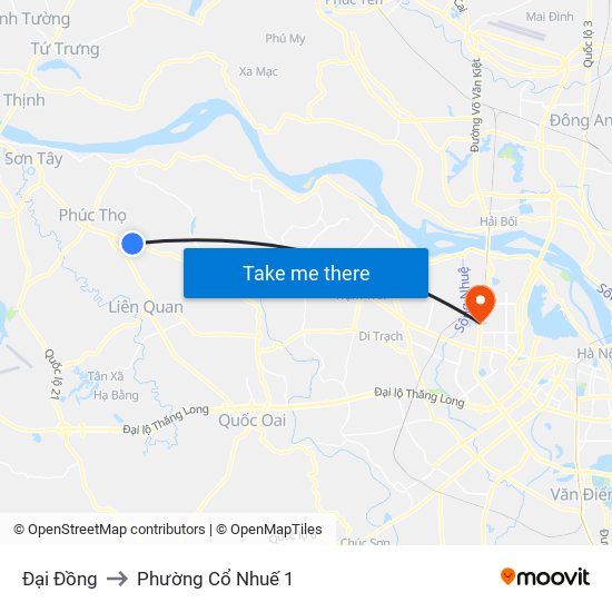 Đại Đồng to Phường Cổ Nhuế 1 map