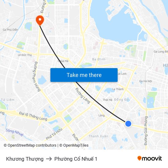 Khương Thượng to Phường Cổ Nhuế 1 map