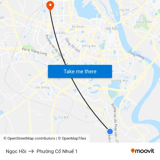 Ngọc Hồi to Phường Cổ Nhuế 1 map