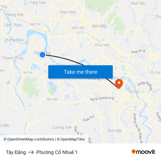 Tây Đằng to Phường Cổ Nhuế 1 map