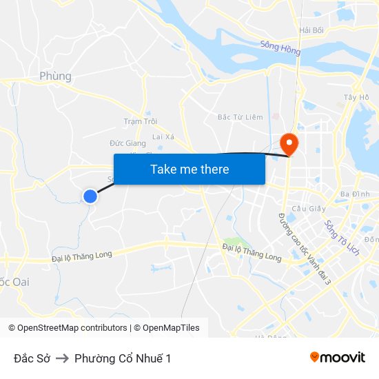 Đắc Sở to Phường Cổ Nhuế 1 map